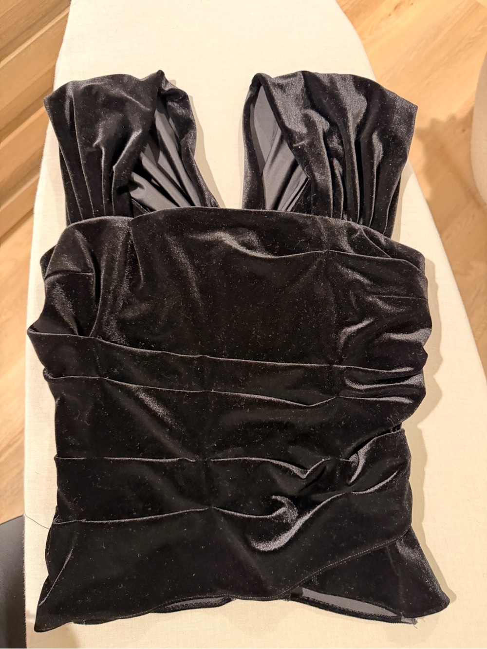 Zara Black Velvet Ruched Top